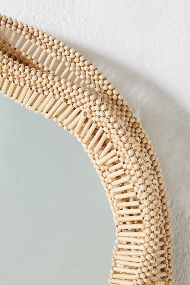 Libby Wooden Beaded Round Mirror #2