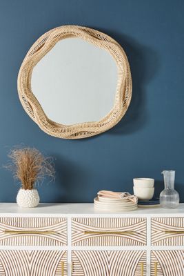 Libby Wooden Beaded Round Mirror