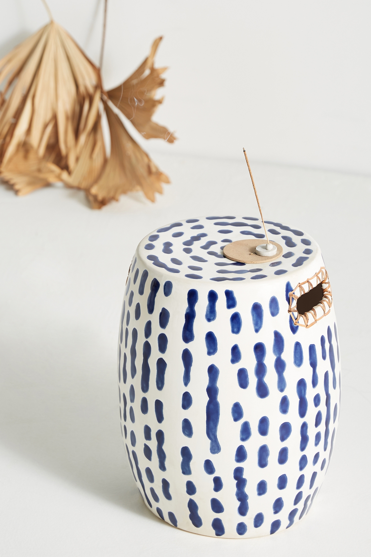 Striped Ceramic Side Table