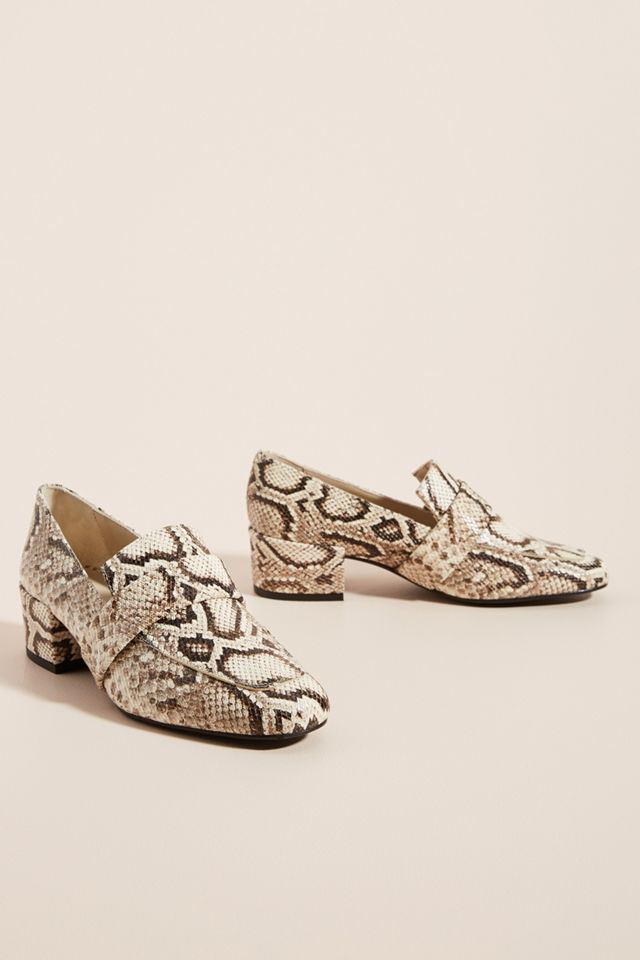 Freda Salvador Snake-Printed Heeled Loafers #1