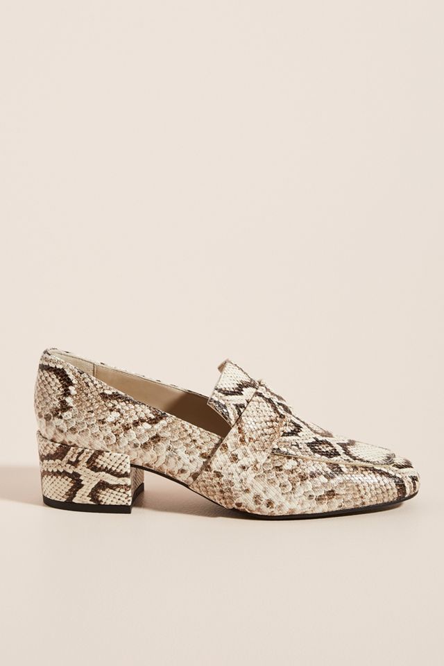 Freda Salvador Snake-Printed Heeled Loafers | Anthropologie