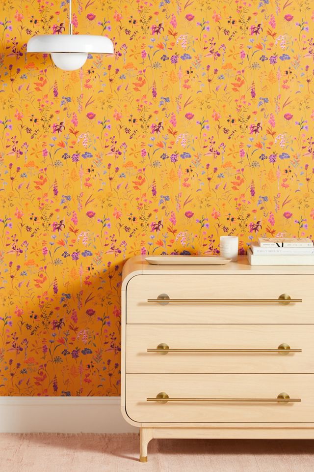 Anthropologie, Wall Decor, Anthropologie Orange Grove Coral Peel Stick  Vinyl Wallcovering Wallpaper