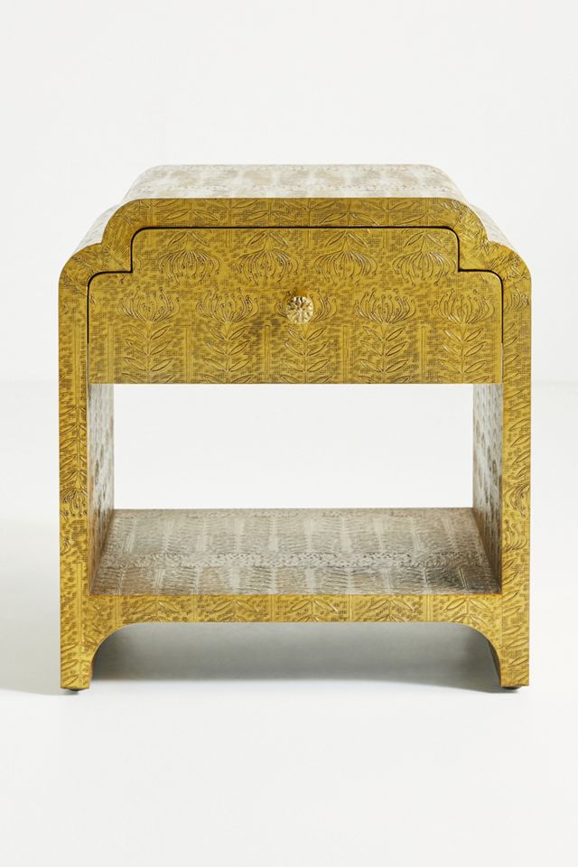 Hand-Embossed Lotus Nightstand #1