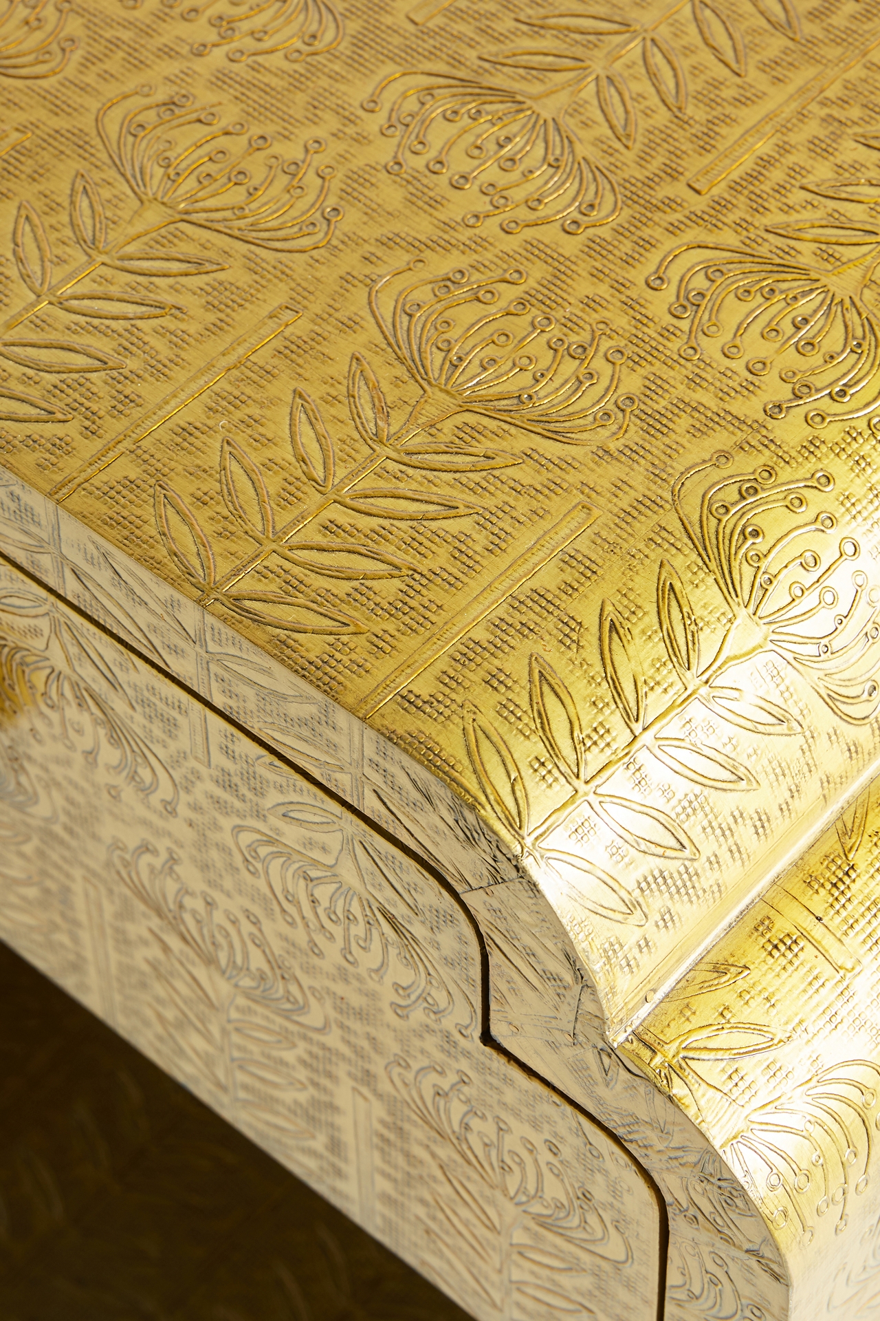 Hand-Embossed Lotus Nightstand