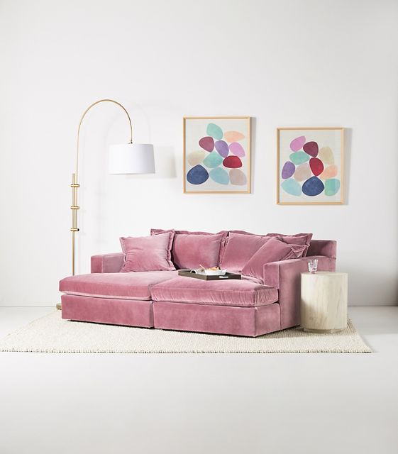 Blush pink online chaise