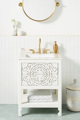 Handcarved Lombok Powder Bathroom Vanity