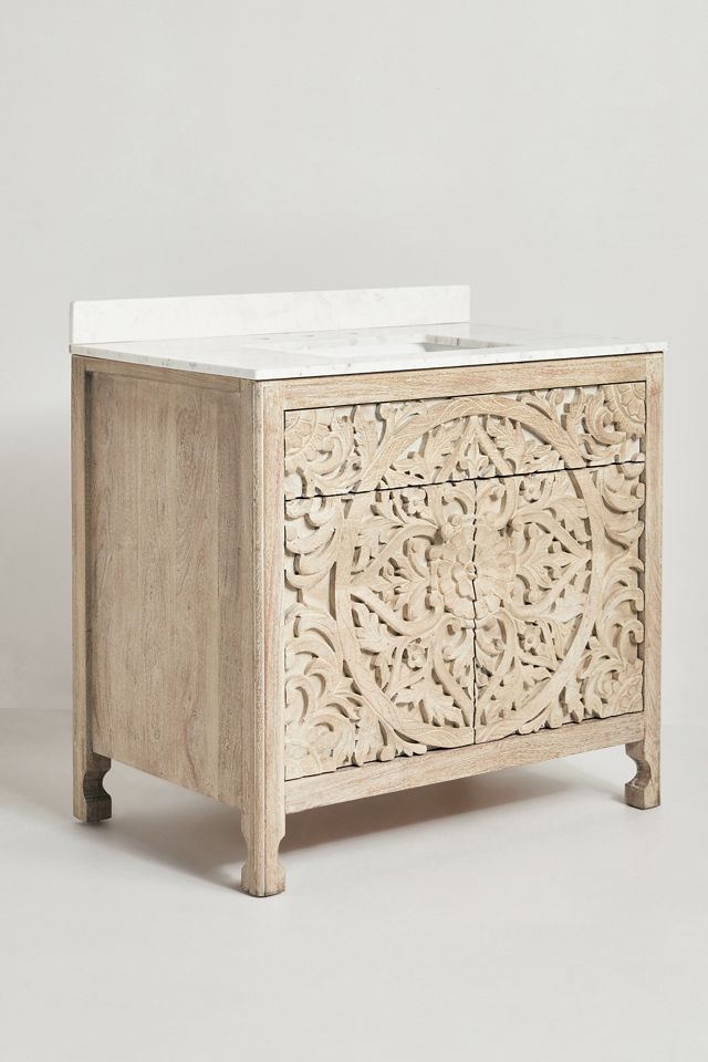 Handcarved Lombok Single Bathroom Vanity #1