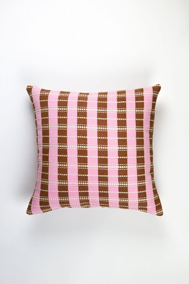 Archive New York Santiago Grid Umber Striped Pillow #1