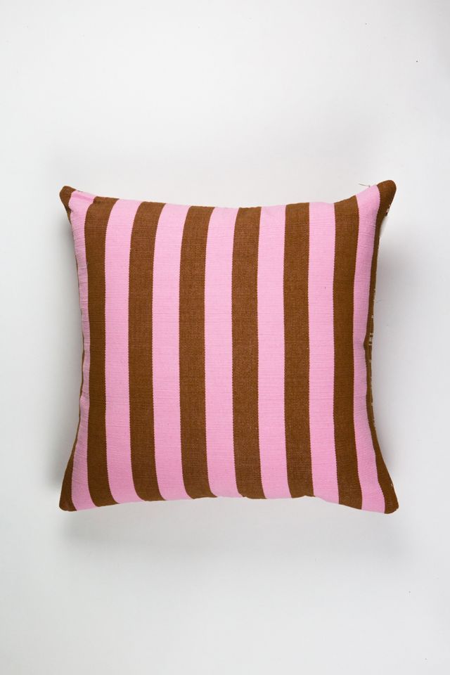 Archive New York Santiago Grid Umber Striped Pillow #2