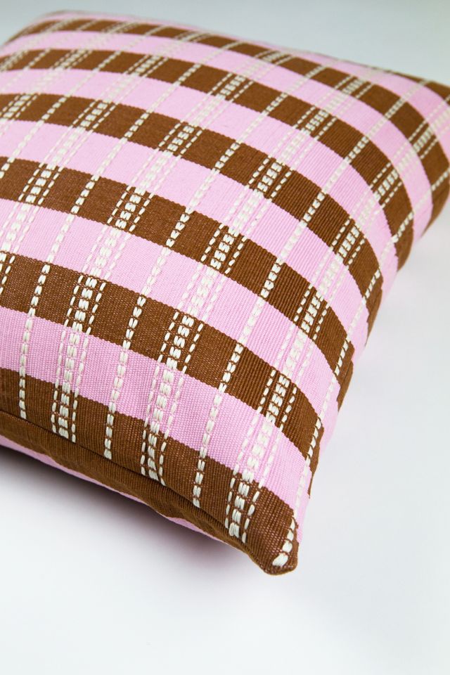 Archive New York Santiago Grid Umber Striped Pillow #3