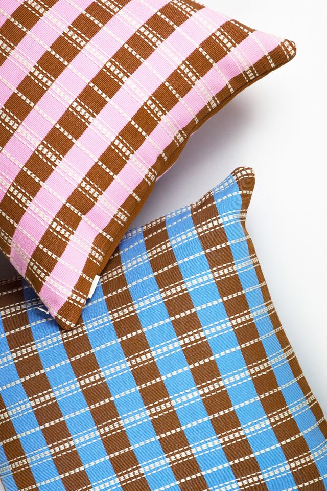Archive New York Santiago Grid Umber Striped Pillow #4