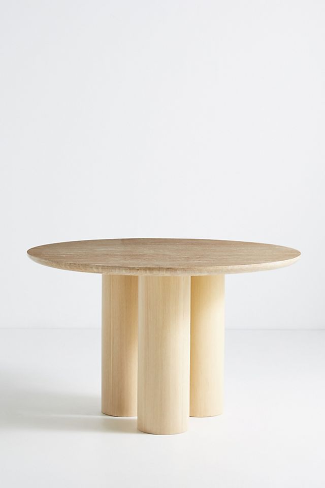 Anya Travertine Dining Table, Round Travertine Top Dining Table