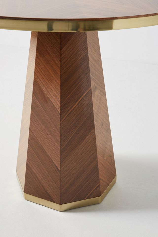 Quillen Marquetry Round 36" Walnut Pedestal Bistro Table #3