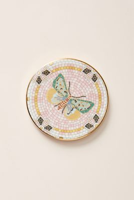 Bistro Tile Stoneware 24k Gold Accent Garden Coaster