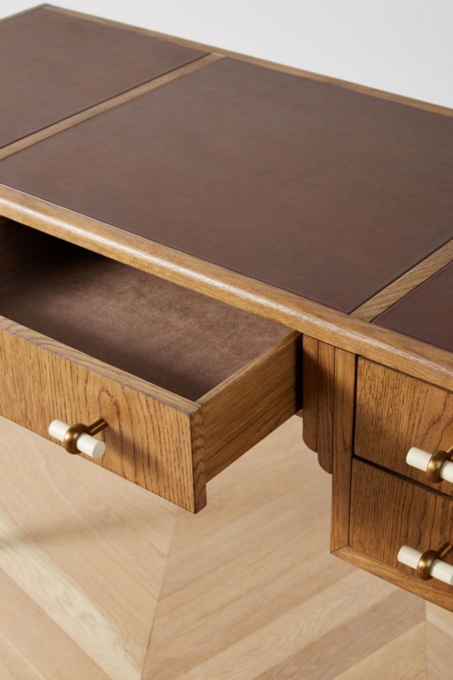Soho Home x Anthropologie Leather Inset Desk #5