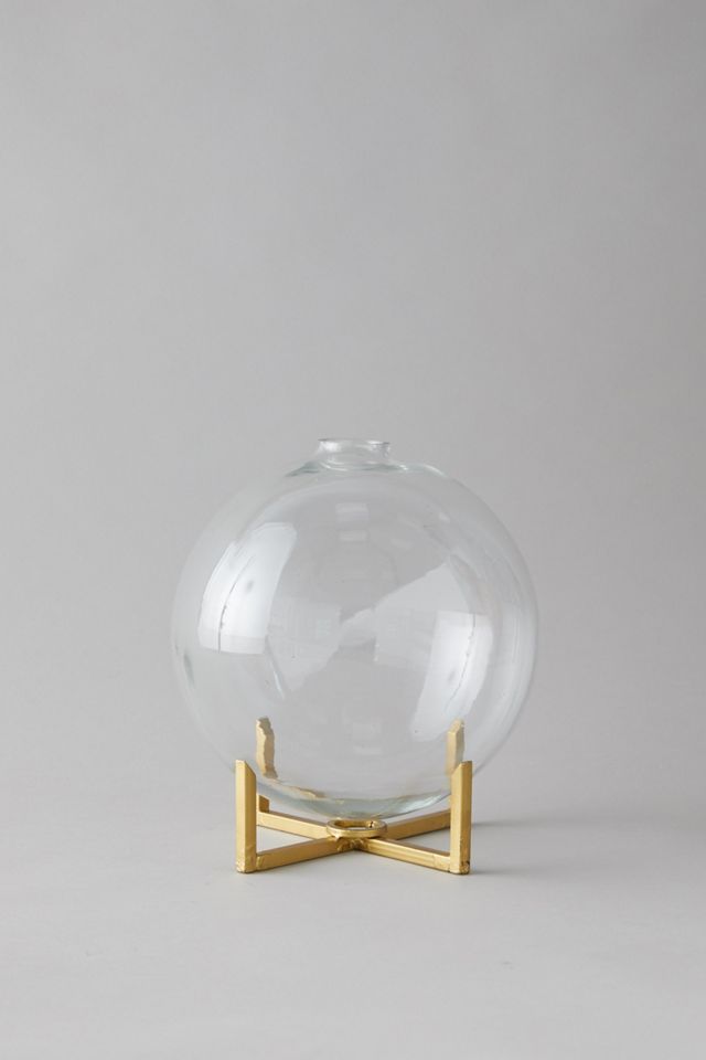 Glass Ball Vase + Brass Stand #3