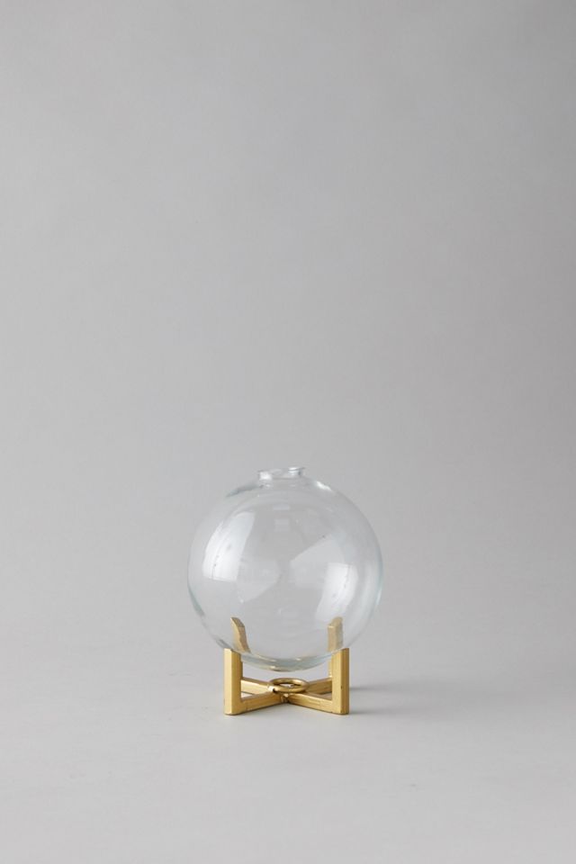 Glass Ball Vase + Brass Stand #6