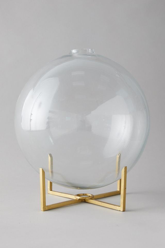 Glass Ball Vase + Brass Stand #1