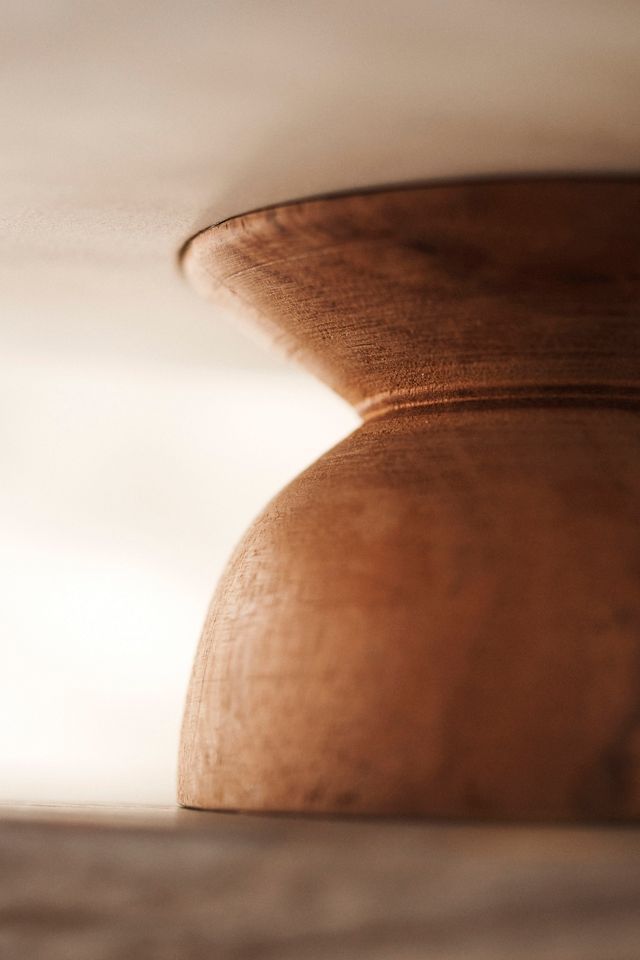 Marble + Acacia Wood Footed Serving Bowl #4