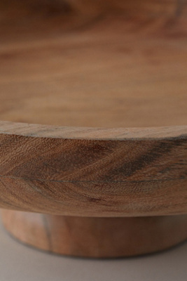 Acacia Wood Footed Serving Bowl - Thumbnail 4