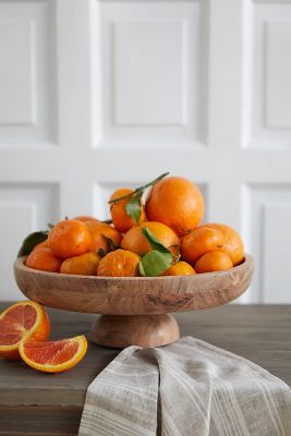 Acacia Wood Footed Serving Bowl
