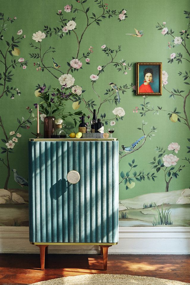 Juneau Velvet Bar Cabinet #9