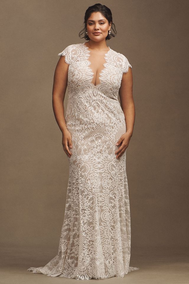 Wtoo by Watters Philomene Lace Cap-Sleeve Wedding Gown #2