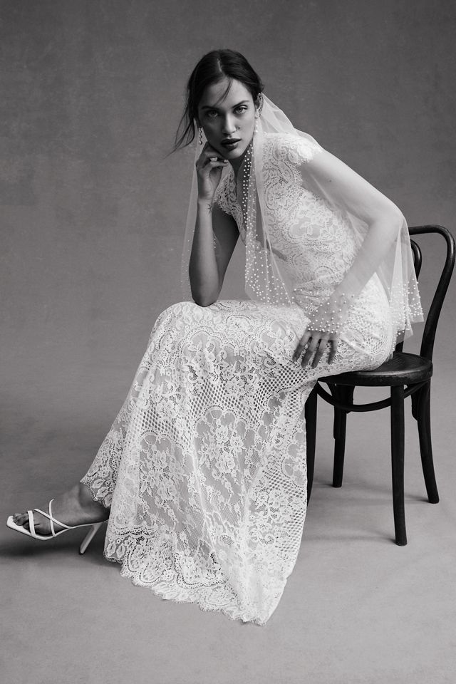 Wtoo by Watters Philomene Lace Cap-Sleeve Wedding Gown | Anthropologie