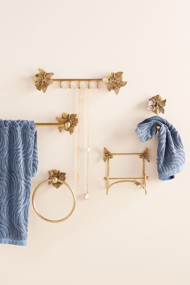 Melody Antique Brass Floral Towel Bar