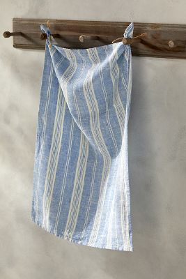 Terrain Lithuanian Linen Dish Towel, Multi Stripe In Blue