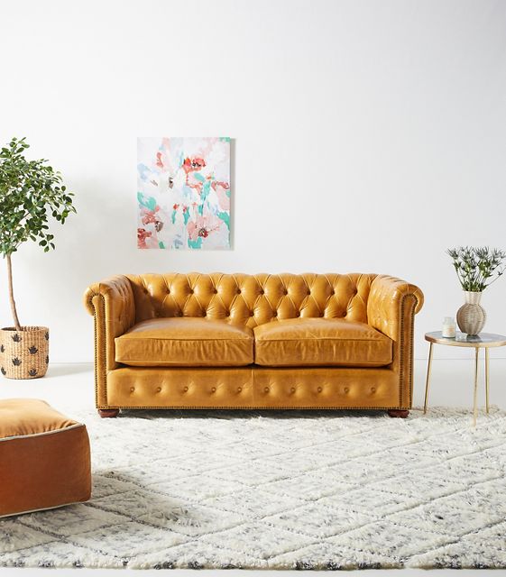 Anthropologie shop leather sofa