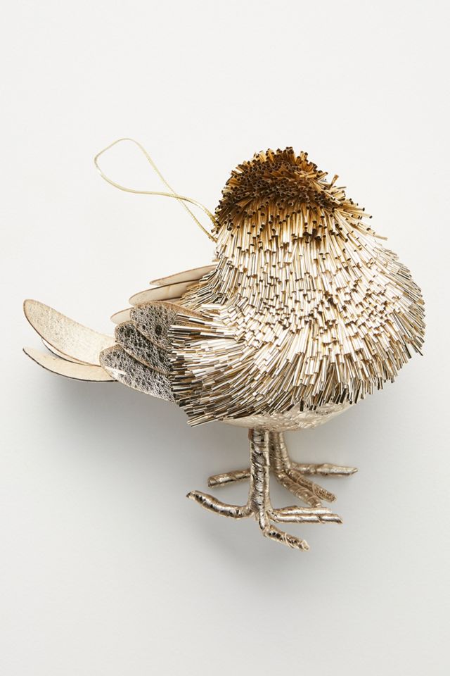 Metallic Beaded Bird Ornament #1