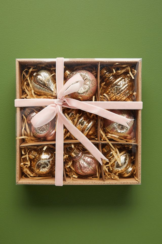 Glitter Brushed Ornaments, Set of 9 #1