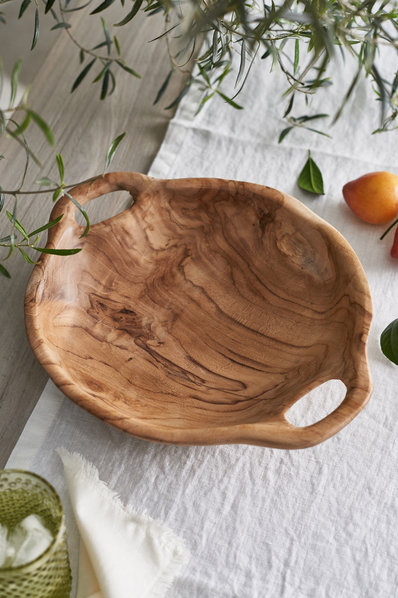 Oversized Teak Serving Bowl with Handles