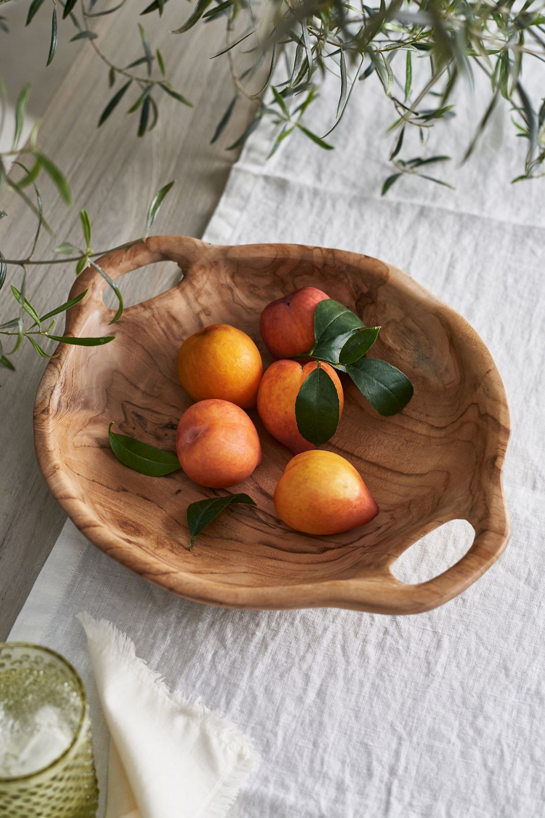 Oversized Teak Serving Bowl with Handles - Multi, One Size