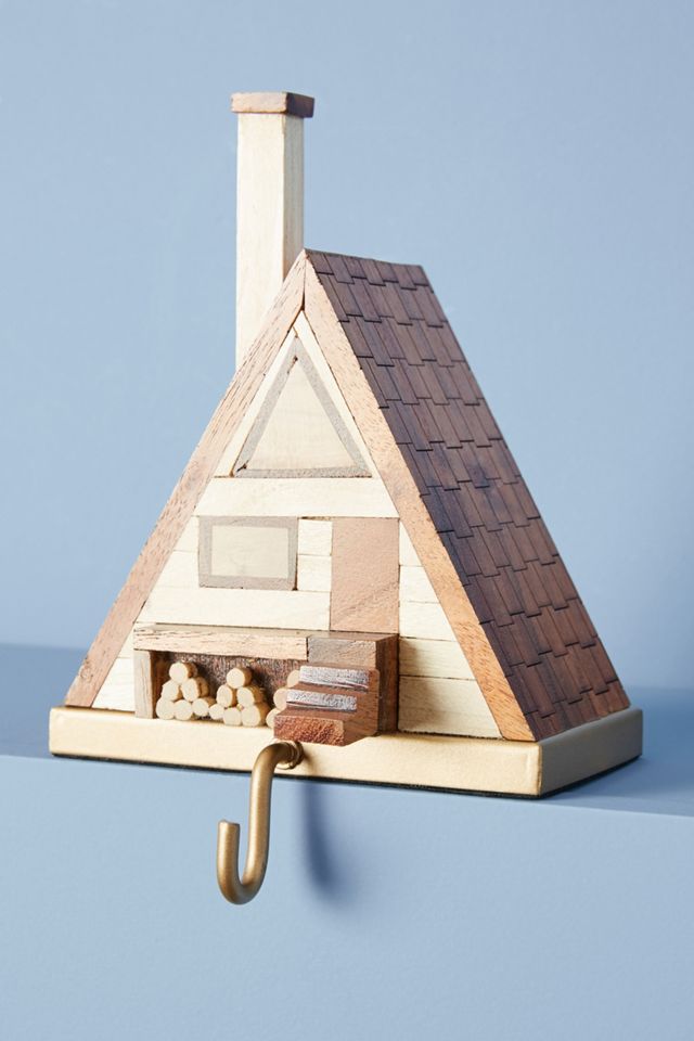 Wooden Cabin Stocking Holder #1
