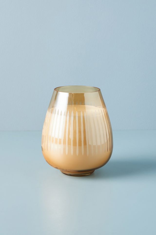Lustered Amber Glass Candle #1
