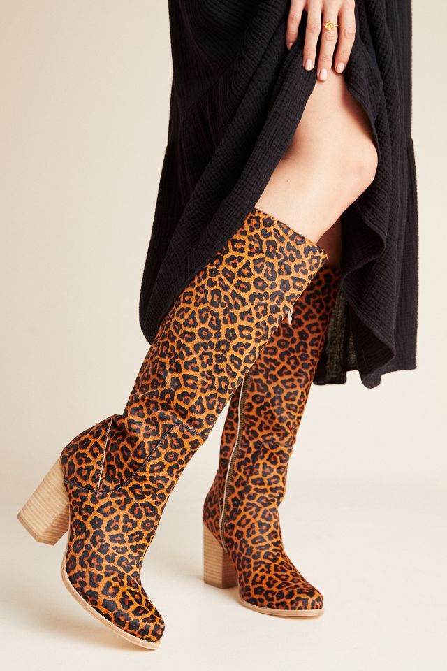 Bill Blass Leopard Knee High Boots Anthropologie