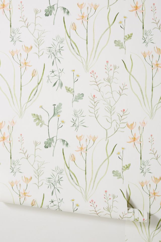 Alpine Botanical White Floral Wallpaper #1