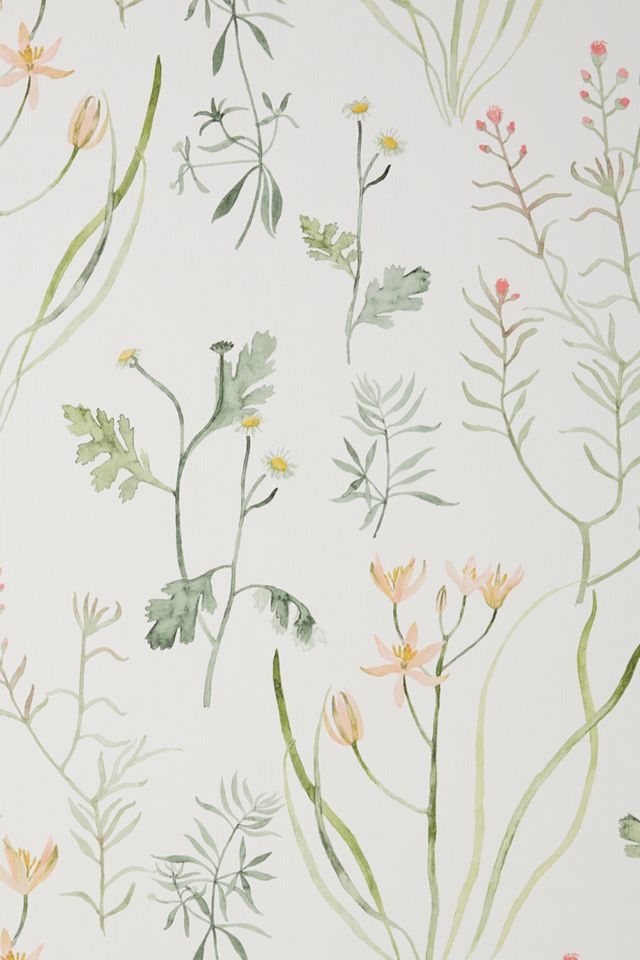 Alpine Botanical White Floral Wallpaper #2