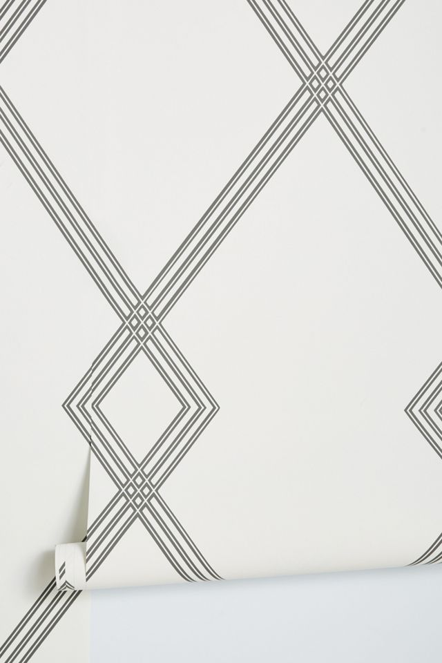 Ribbon Stripe Trellis Wallpaper #1
