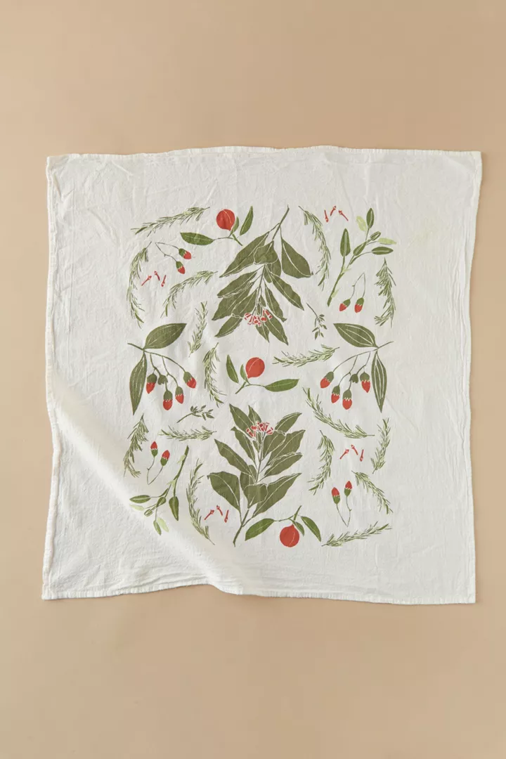 Terrain Festive Flowers Tea Towel