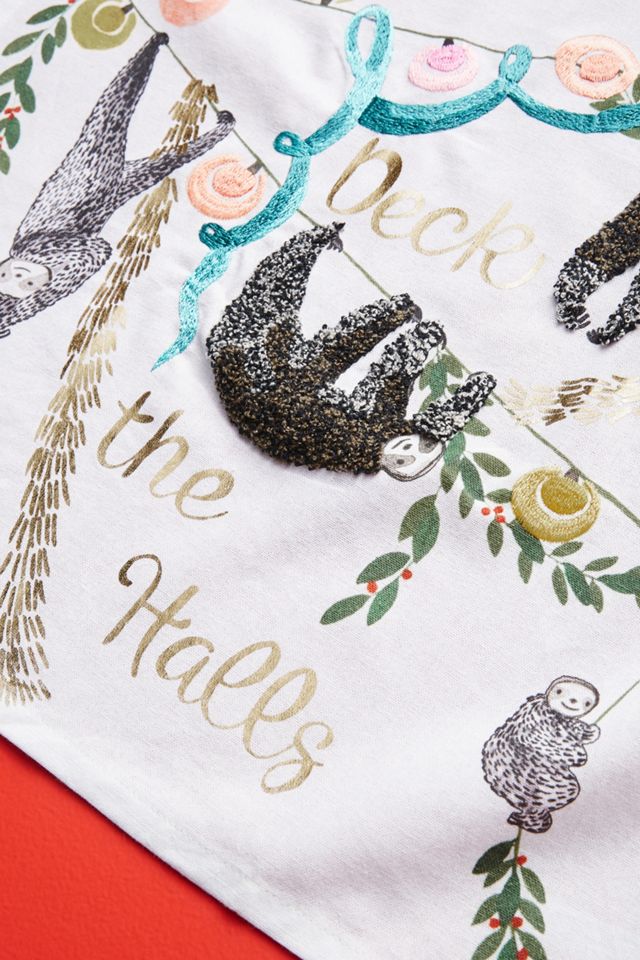 Deck The Halls Sloth Dish Towel #1