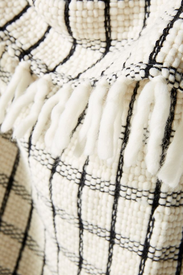 Checked Wool Throw Blanket #1