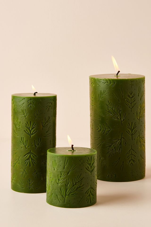 Illume Candles Balsam & Cedar 3x6 Medium Etched Pillar Illume Candle