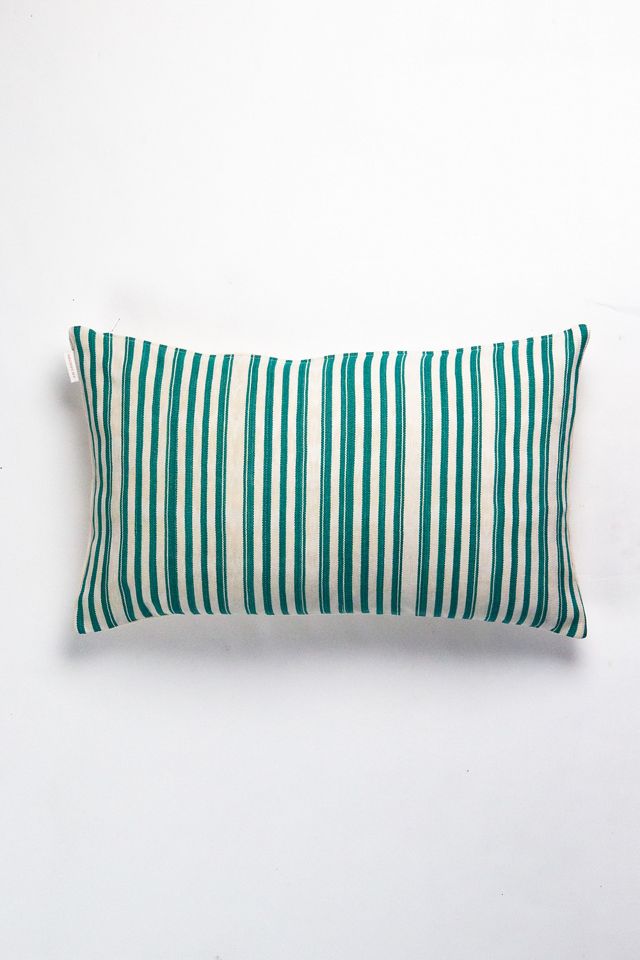 Archive New York Vintage Jade Green Striped Pillow #1