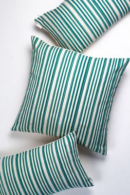 Archive New York Vintage Jade Green Striped Pillow