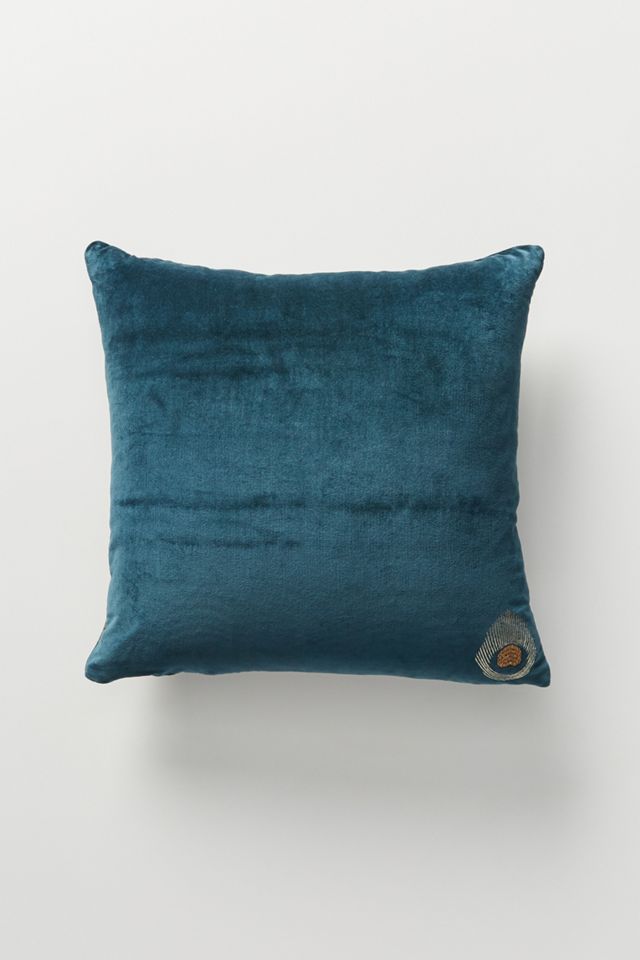 Beaded Velvet Peacock Pillow #1