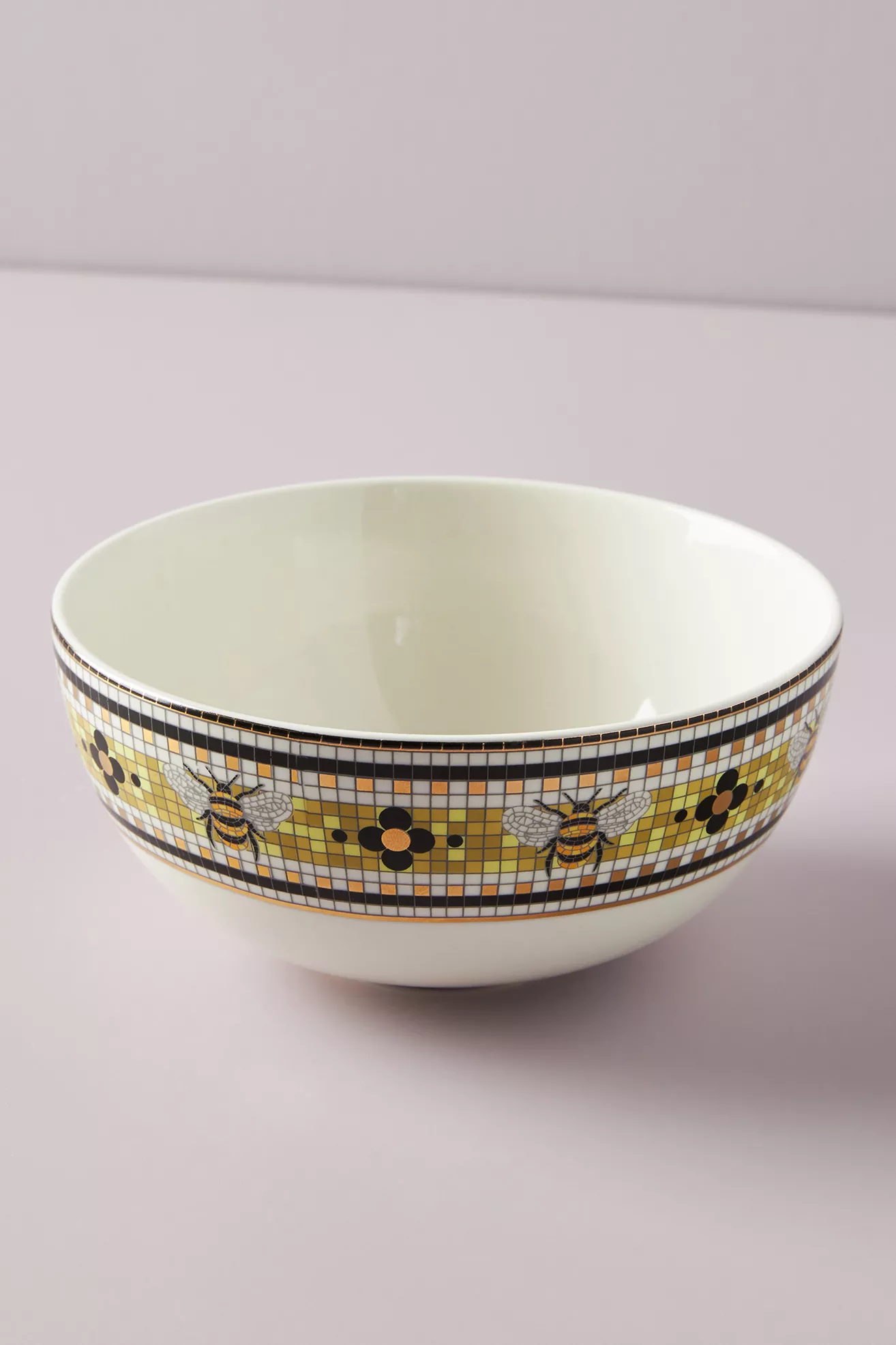 Bistro Tile Stoneware 24k Gold Accent Garden Cereal Bowl