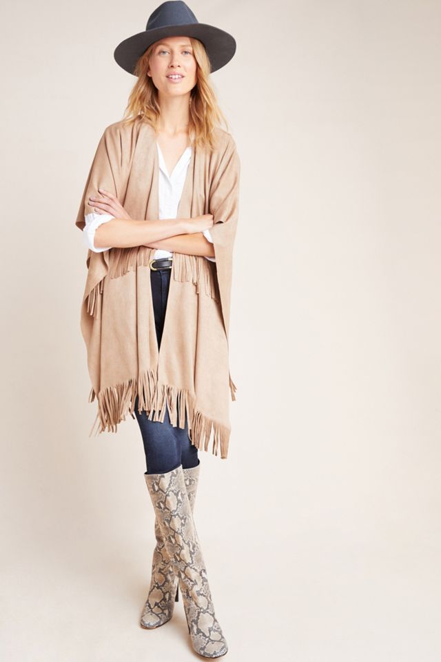 Faux Suede Poncho